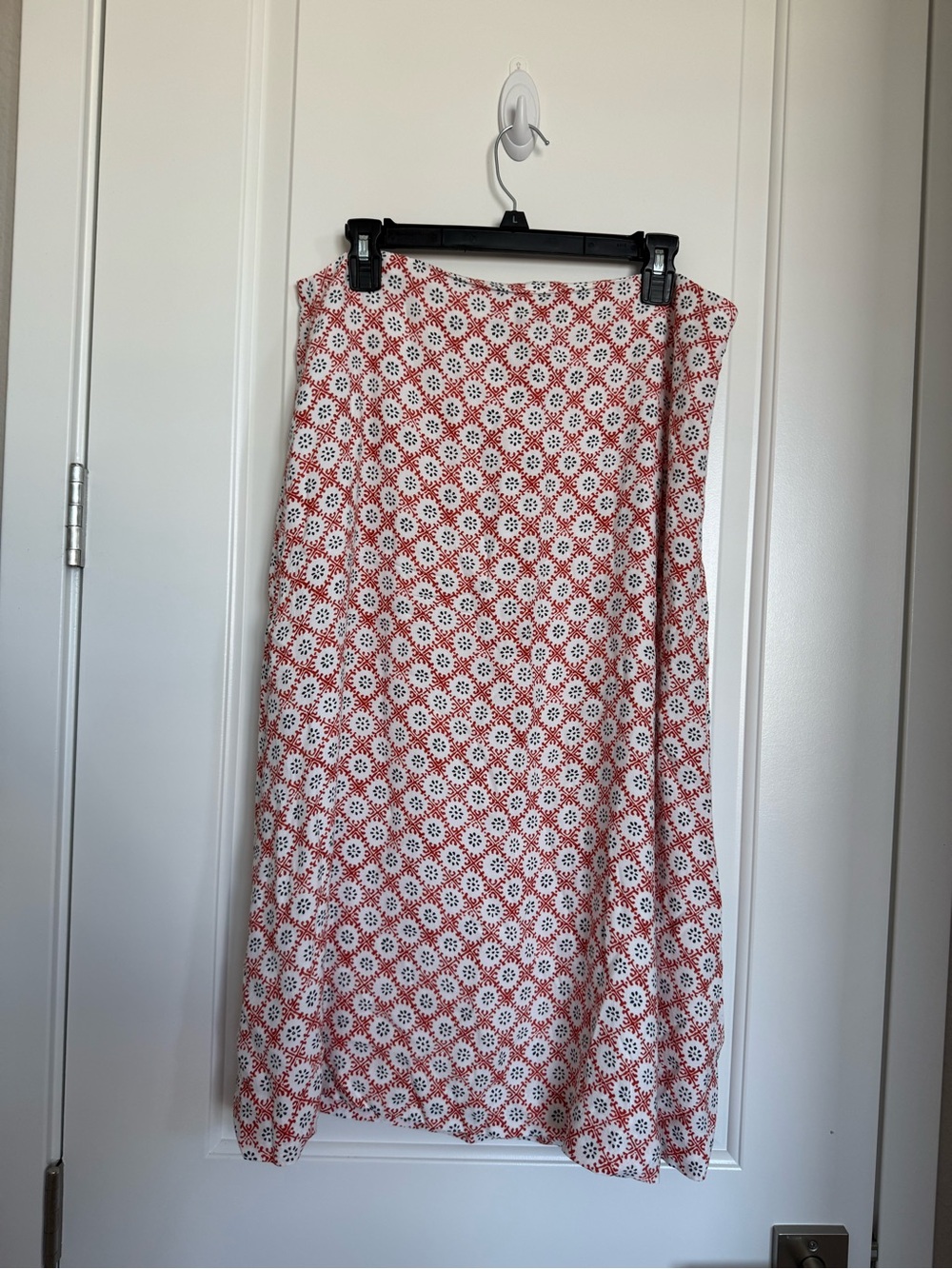 Ann Taylor Geometric Tile Print Midi Skirt Red White Blue Size 12
